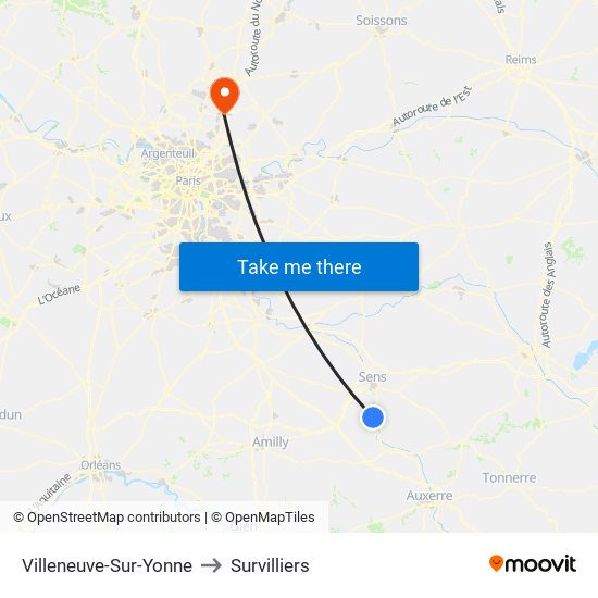 Villeneuve-Sur-Yonne to Survilliers map