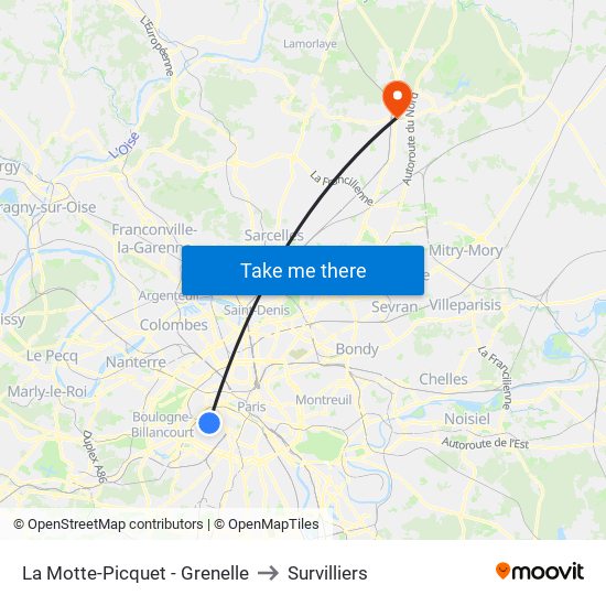 La Motte-Picquet - Grenelle to Survilliers map