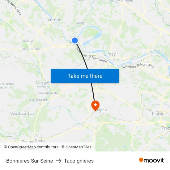 Bonnieres-Sur-Seine to Tacoignieres map