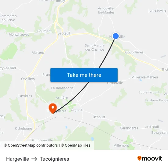 Hargeville to Tacoignieres map