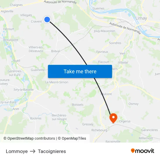 Lommoye to Tacoignieres map