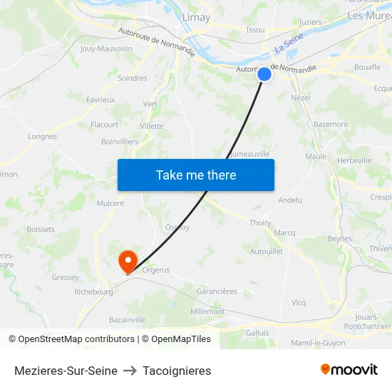 Mezieres-Sur-Seine to Tacoignieres map