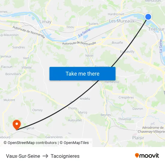 Vaux-Sur-Seine to Tacoignieres map
