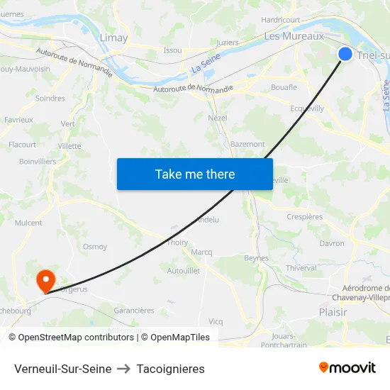 Verneuil-Sur-Seine to Tacoignieres map