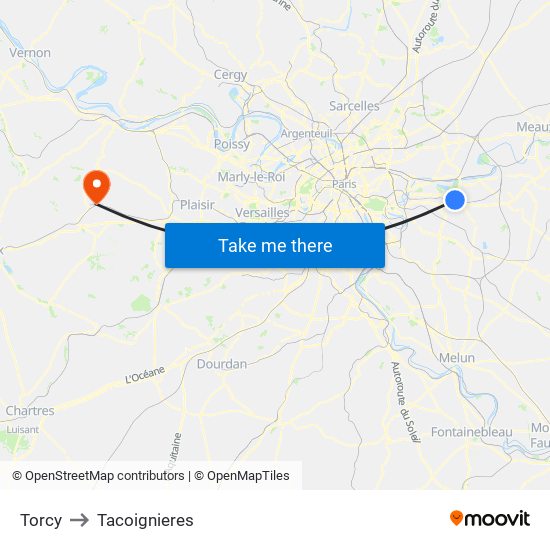 Torcy to Tacoignieres map