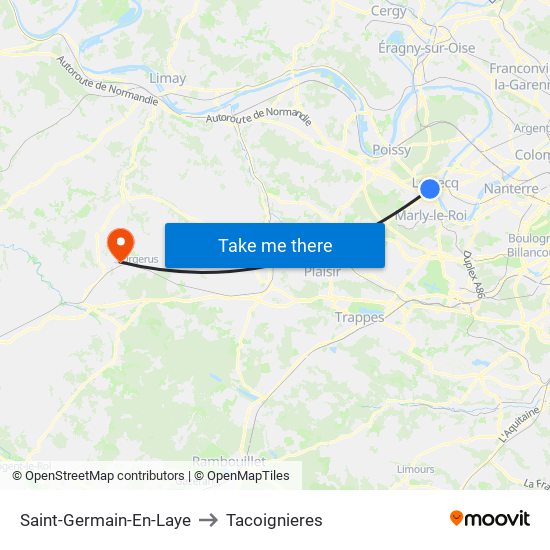 Saint-Germain-En-Laye to Tacoignieres map