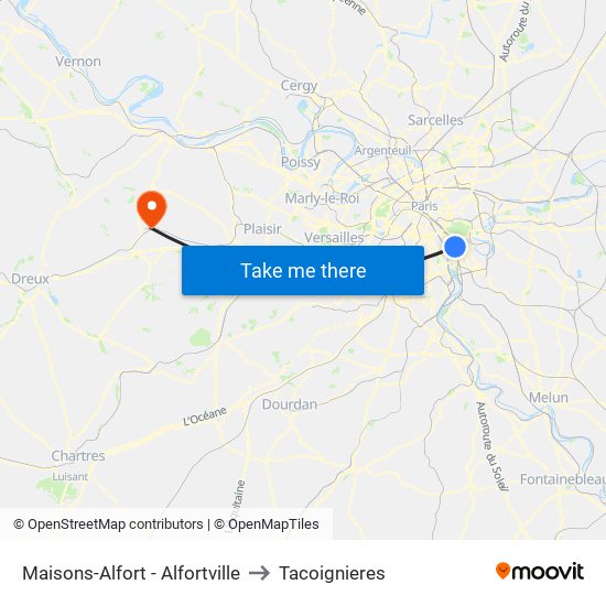Maisons-Alfort - Alfortville to Tacoignieres map