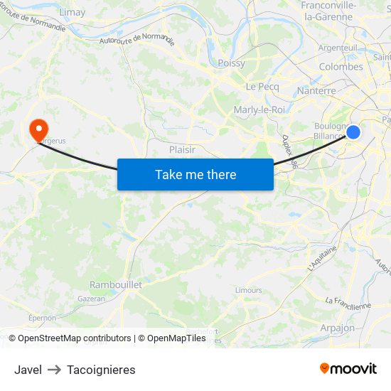 Javel to Tacoignieres map