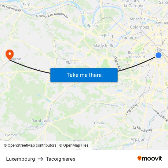 Luxembourg to Tacoignieres map