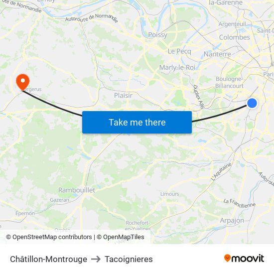 Châtillon-Montrouge to Tacoignieres map