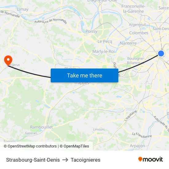 Strasbourg-Saint-Denis to Tacoignieres map