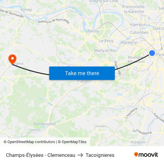Champs-Élysées - Clemenceau to Tacoignieres map
