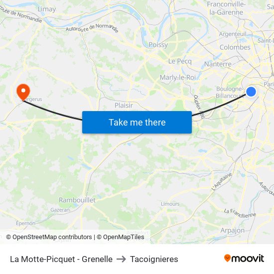 La Motte-Picquet - Grenelle to Tacoignieres map