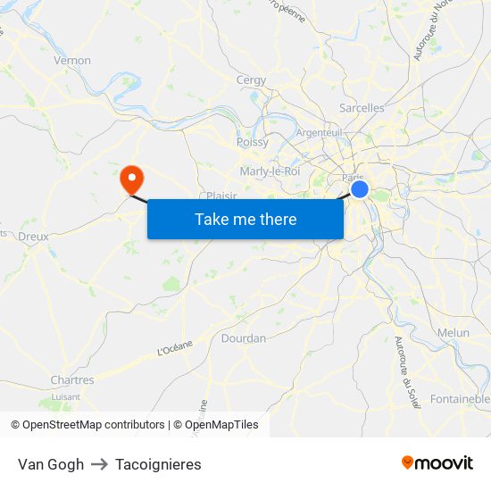 Van Gogh to Tacoignieres map