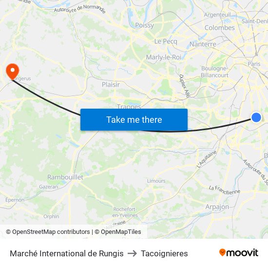 Marché International de Rungis to Tacoignieres map