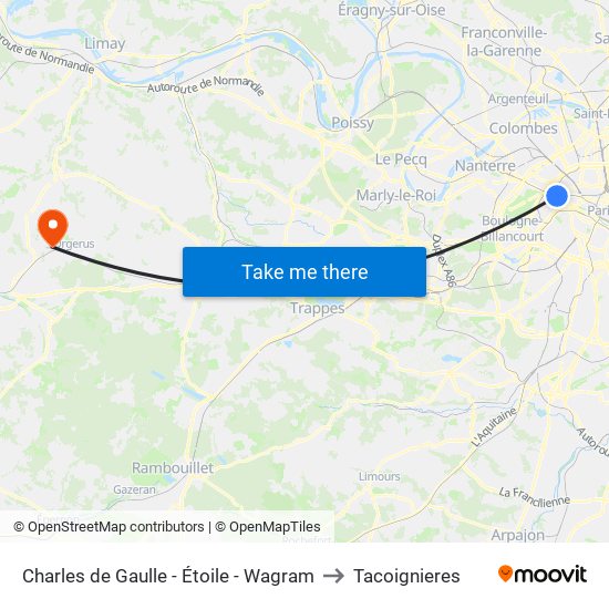 Charles de Gaulle - Étoile - Wagram to Tacoignieres map
