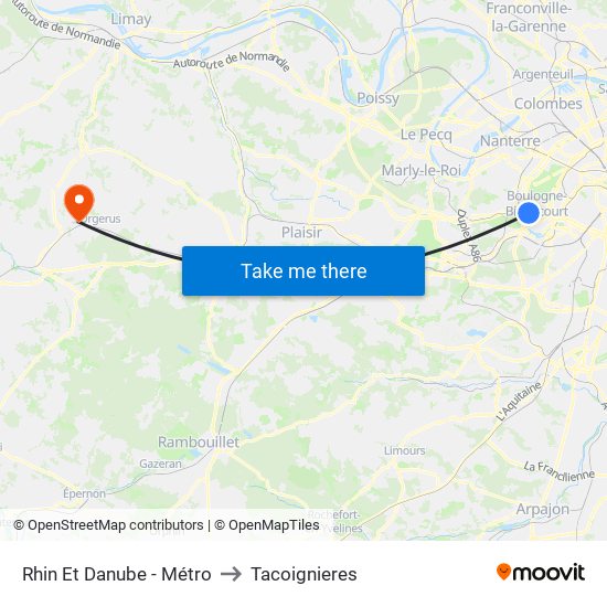 Rhin Et Danube - Métro to Tacoignieres map