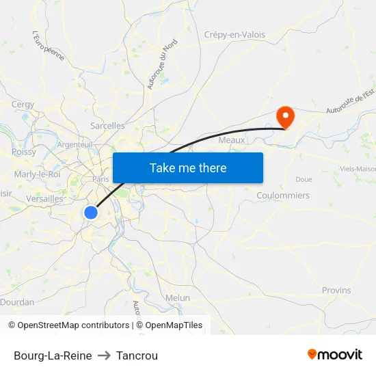 Bourg-La-Reine to Tancrou map