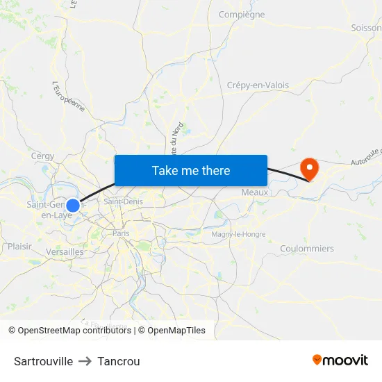 Sartrouville to Tancrou map