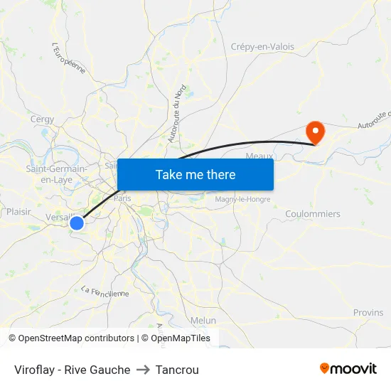 Viroflay - Rive Gauche to Tancrou map