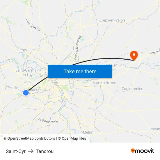 Saint-Cyr to Tancrou map