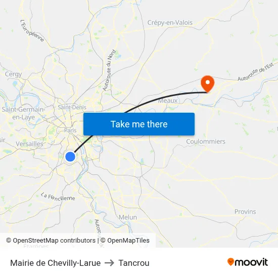 Mairie de Chevilly-Larue to Tancrou map