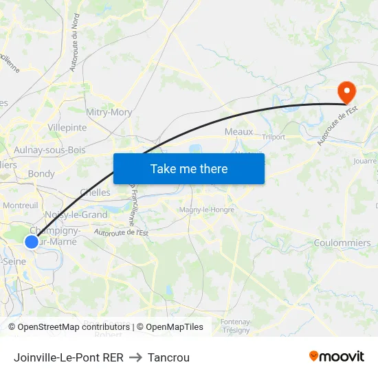 Joinville-Le-Pont RER to Tancrou map