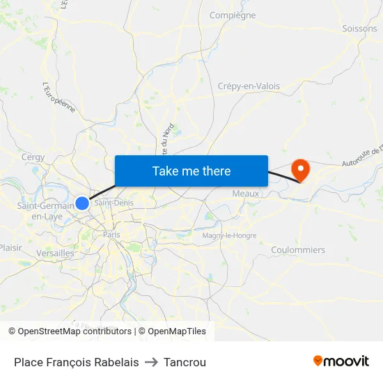 Place François Rabelais to Tancrou map