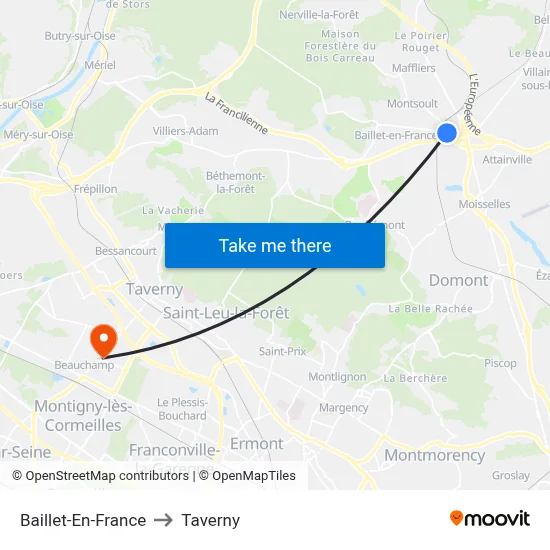Baillet-En-France to Taverny map