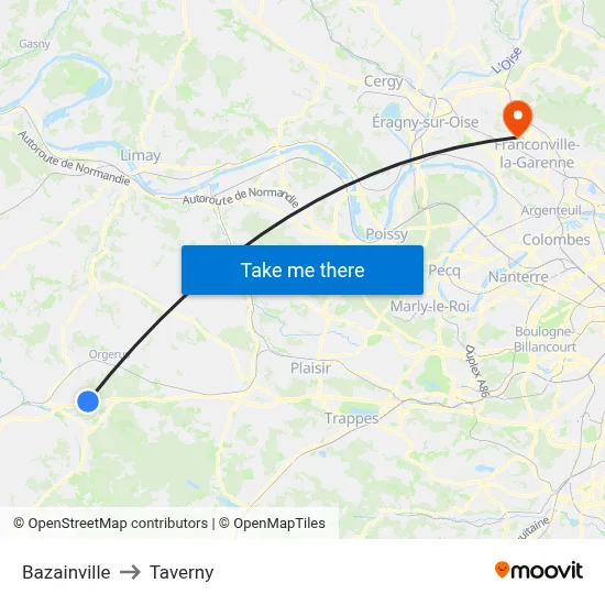Bazainville to Taverny map
