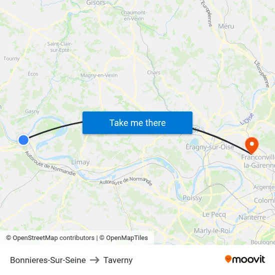 Bonnieres-Sur-Seine to Taverny map