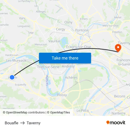 Bouafle to Taverny map