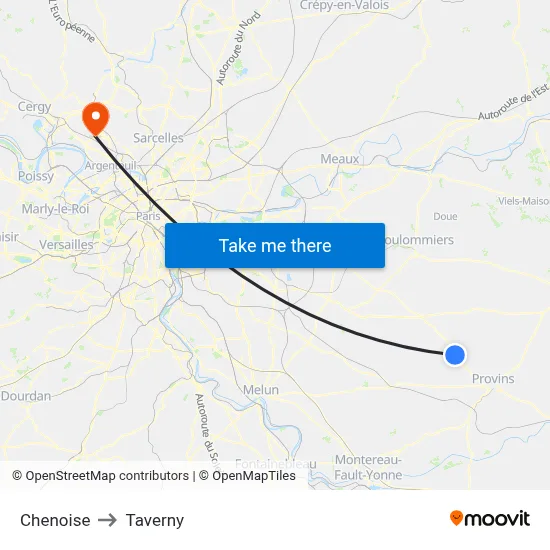 Chenoise to Taverny map
