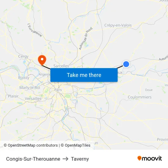 Congis-Sur-Therouanne to Taverny map