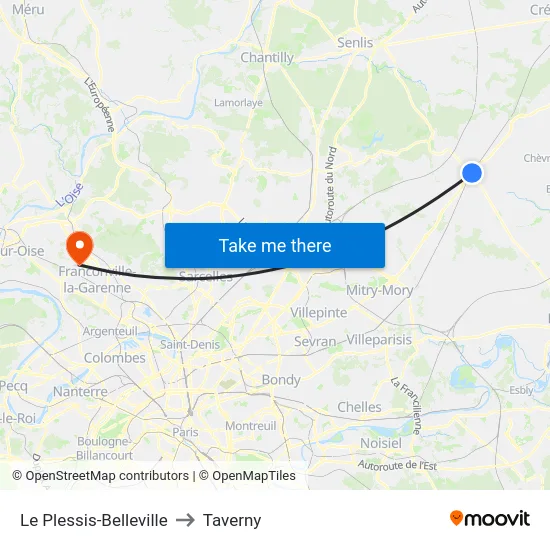 Le Plessis-Belleville to Taverny map