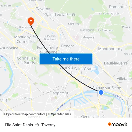 L'Ile-Saint-Denis to Taverny map