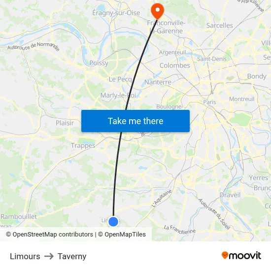Limours to Taverny map