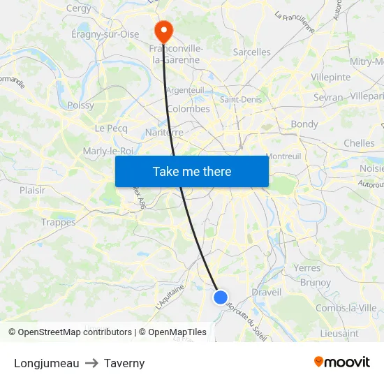 Longjumeau to Taverny map