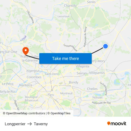 Longperrier to Taverny map