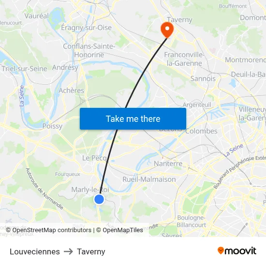 Louveciennes to Taverny map