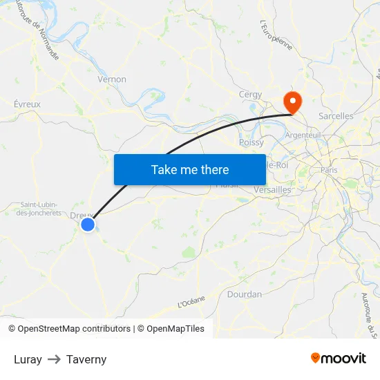Luray to Taverny map