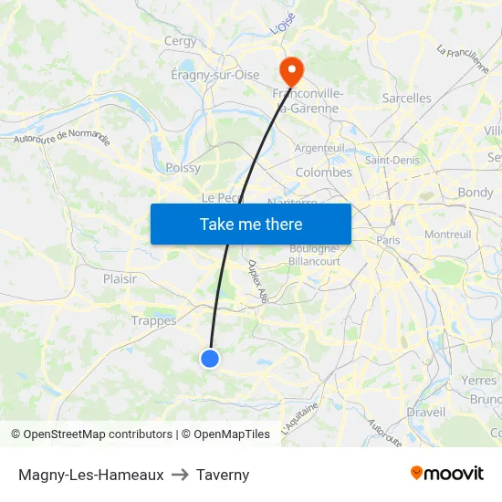 Magny-Les-Hameaux to Taverny map