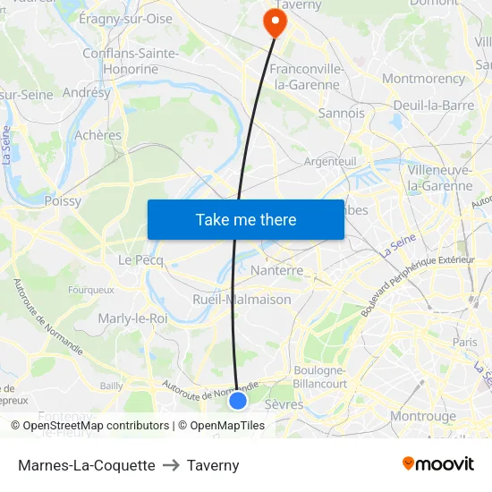 Marnes-La-Coquette to Taverny map