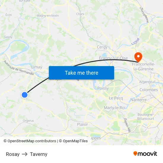 Rosay to Taverny map