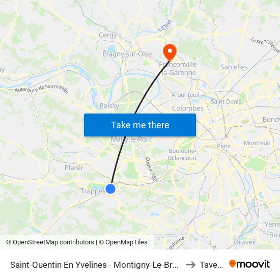 Saint-Quentin En Yvelines - Montigny-Le-Bretonneux to Taverny map