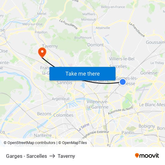 Garges - Sarcelles to Taverny map