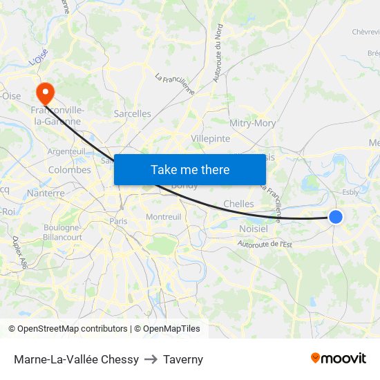 Marne-La-Vallée Chessy to Taverny map