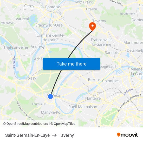 Saint-Germain-En-Laye to Taverny map