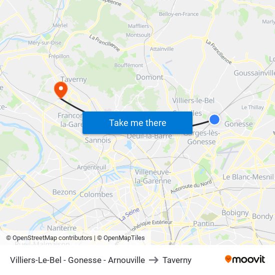 Villiers-Le-Bel - Gonesse - Arnouville to Taverny map