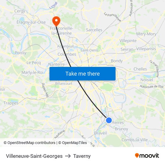 Villeneuve-Saint-Georges to Taverny map